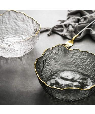 SHAOHUASC Japanese-Style Phnom Transparent Glass Bowl Irregular Vegetables Salad Bowl Home Large Fruit Dessert Bowl - Buy Online on GoSupps.com