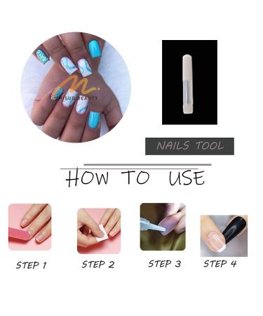 Blue Swirl Glossy Square Press-on Fake Nails | Bling Glitter Acrylic Stick-ons - 24 pcs - Buy Online on GoSupps.com