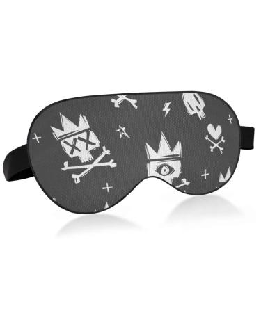 Haskirky Light Blocking Eye Mask Breathable and Adjustable Adult Men and Women Travel on Business Trips Yoga Meditation Light Smooth Comfortable Eye Mask Office Deep Sleep Goodies Cartoon Skull