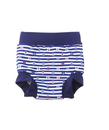 BabyPreg baby child swimming letters cover diaper with high waist abdominal protection bathing shorts (marine stripes 3-5 years) marine stripes 3-5 years (1 Pack)