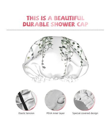 Green Plants Printed Waterproof Shower Cap for Women - Fits All Head Sizes and Hair Textures - Buy Online on GoSupps.com