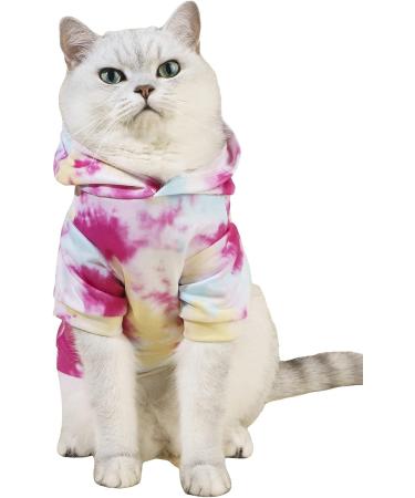 QWINEE Tie Dye Dog Hoodie - Pink and Blue - X-Large - Dog Apparel for Puppy, Kitten, Small Dogs - Buy Online on GoSupps.com