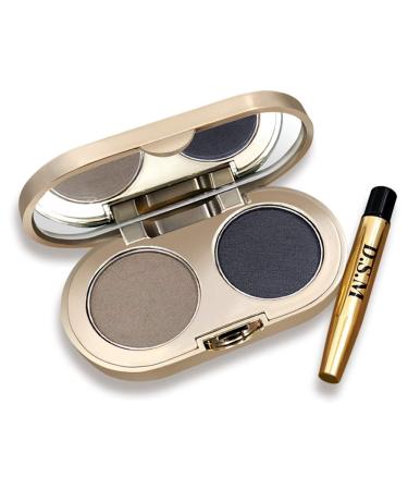 Eyebrow Powder 2 Colors Waterproof Eyebrow Non-Smudge Eye Brow Makeup Eyeshadow Palette Cosmetics Makeup Kit Professional (02) Light Brown & Dark Brown)