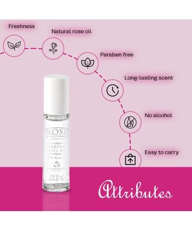 Bulgarian Rose Perfume Roll-On with Natural Rose Oil - Alcohol Free- Natural Rose Aromatic Fragrance - Unisex Rose Perfume - Perfect for Everyone - 9ml - Buy Online on GoSupps.com