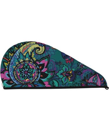 Super Absorbent Oriental Paisley Microfiber Hair Towel Wrap for Women | Coral Velvet Quick Dry Cap for Long Curly & Thick Hair - Buy Online on GoSupps.com