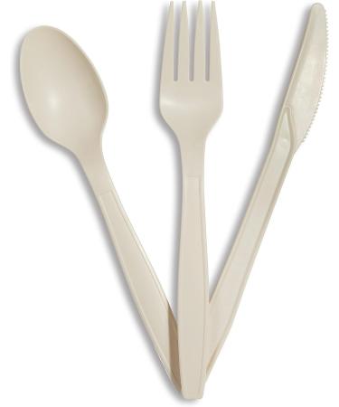 GREENPRINT compostable cutlery set 150 Pack 50 Forks 50 Spoons 50 Knives - Biodegradable Disposable Cutlery Heavy Duty Utensils Alternative to other Silverware - Buy Online on GoSupps.com