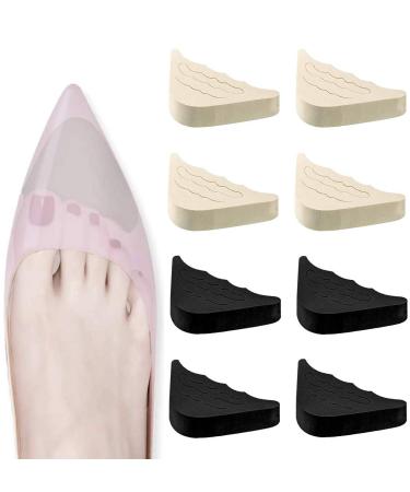Adjustable Toe Filler Inserts for Forefoot Sponge Toe Plug Shoe Inserts Foot Cushion Shoe Filler Inserts Half Cushion Inserts Shoe Filler for Flats Sneakers Unisex 4 Pack (Khakis) (Black)