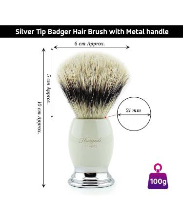 Haryali London Men's Shaving Set with Pure Silver Tip Badger Hair Brush - Ivory Color | Triple Edge Razor Holder, Shaving Bowl, Soap | Special Edition - Buy Online on GoSupps.com