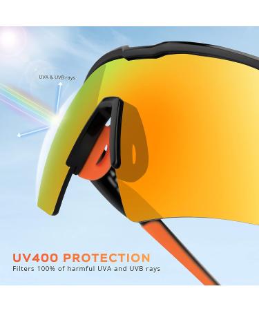 KastKing Hillsboro Polarized Sport Sunglasses | UV Protection | Ideal for Baseball, Cycling, Running | Black Frame, Orange Revo Lens - Buy Online on GoSupps.com