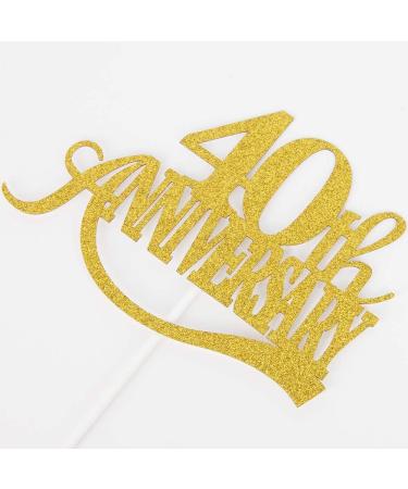 Tenhaisi Glittery Gold Happy 40th Anniversary Cake Topper Cake Topper for 40th Anniversary Wedding Engagement 40th Anniversary Decoration - Buy Online on GoSupps.com