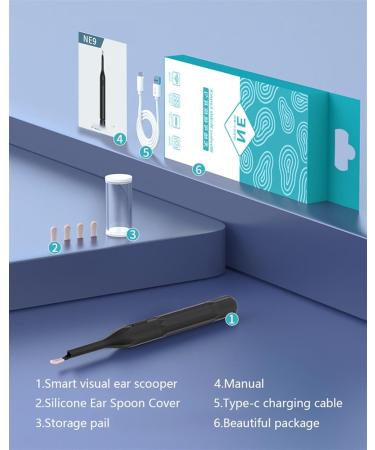 Smart Visual Ear Wax Removal Tool - 1080P Wireless Otoscope with 6 Silicone Spoons IP67 Waterproof for iPhone & Android - Buy Online on GoSupps.com