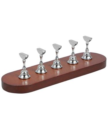 Baluue Nail Stand for Press on Nail Holder for Painting Nails Wood Nail Display Stand for False Nail Tip Manicure Tool Nail Art Display Home Salon Silver