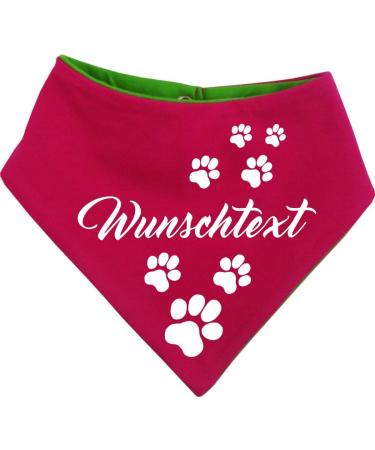 Both-sided multicolor dogs Turning cloth (FB: pink lime) (Gr.2- HU 31-35 cm) with your desired text size 2- neck circumference 31- 35 cm pink lime-lime
