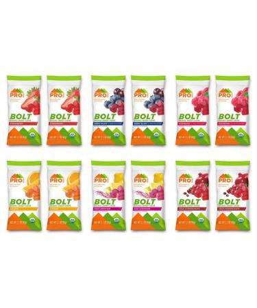 PROBAR - Bolt Organic Energy Chews, Variety Pack, Strawberry, Berry Blast, Orange, Raspberry, Pink Lemonade, Cranberry Pomegranate - Gluten-Free, USDA Certified Organic (12 Count) - Flavors May Vary