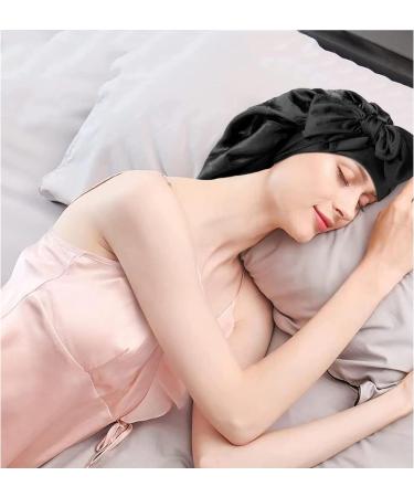 Arqumi Silk Bonnet 2PCS - Adjustable Satin Hair Wrap for Sleeping - Large Hair Cap for Curly Thick Black Hair - Pink&Black A - Buy Online on GoSupps.com