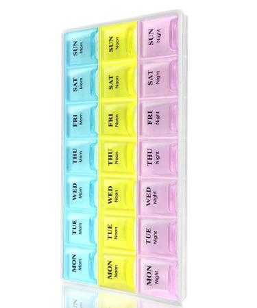 Weekly Pill Organizer with Snap Lids |7-Day Morn/NOON/Night |for Pills Vitamin. MORN/NOON/NIGHT (7 Days)