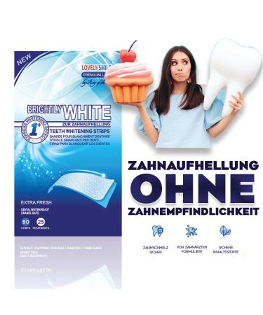 Lovely Smile Premium 50 Teeth Whitening Strips - Peroxide-Free 25 Applications No Sensitivity Safe for Enamel | Fast Results by Ray of Smile - Buy Online on GoSupps.com