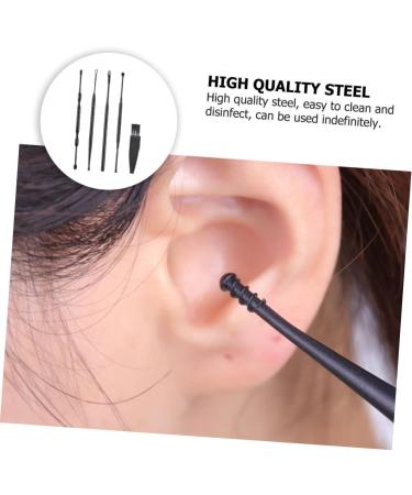 ULTECHNOVO Ear Cleaner Cleaning Brush Set - Portable Ear Pick Tool Kit for Gently Cleaning Ear Canal - Black, 12x0.5cm - Buy Online on GoSupps.com