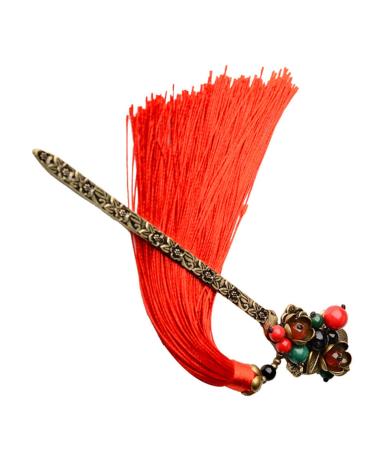 FRCOLOR Elegant Alloy Carved Decoration Pins Ancient Classical Sticks Women Flower Antiquity Chopsticks for Tassels Woman Maker Beads Retro Chinese Long Hanfu Fork Floral Stick Curving