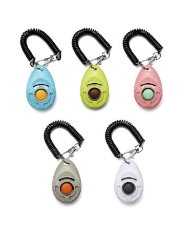 Toozey Dog Clicker 5 Pack Clicker with Wrist Strap Clicker with Large Button 5 Colors Bonus E-Book (White+Gray+Pink+Blue+Green) - Buy Online on GoSupps.com