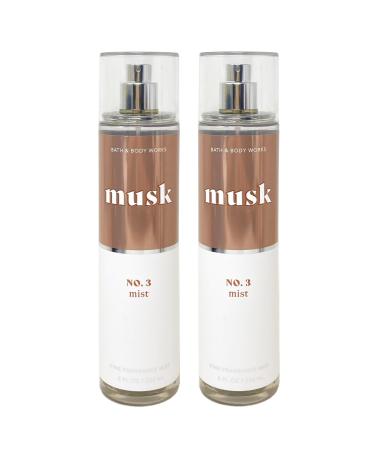 Bath and Body Work MUSK 2 Pack Fine Fragrance Mist Bundle - 8 fl oz / 236 mL each Full Size pink