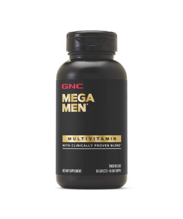 GNC Mega Men Multivitamin Caplets Clinically Proven to Feel Better Immune Support Energy Support B Vitamins Vitamin D-3 Timed Release 90 Caplets