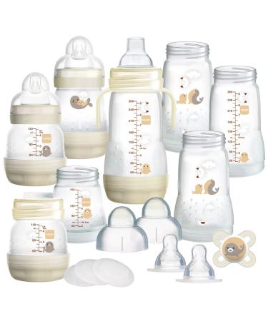 MAM EASY START Self-sterilized anti-colic starter set newborn bottle set and pacifier newborn essentials white (designs can vary)