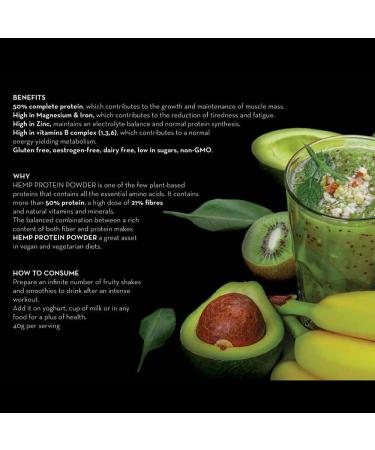 Canah Bio Hemp Protein 500g - Vegan Superfood 50% Protein Omega-3 Rich in Minerals Cold Processed Organic - Buy Online on GoSupps.com