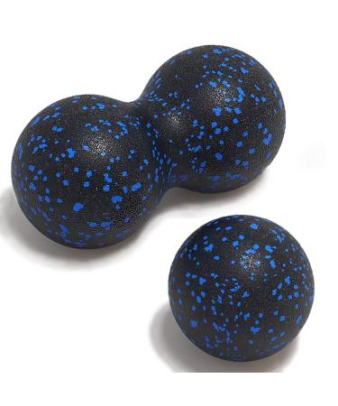 Fascia ball set (single ball + peanut-lacrosse ball) peanut massage ball fascia ball set for the spine feet neck and back relief depth tissue massage trigger point release (blue) - Buy Online on GoSupps.com