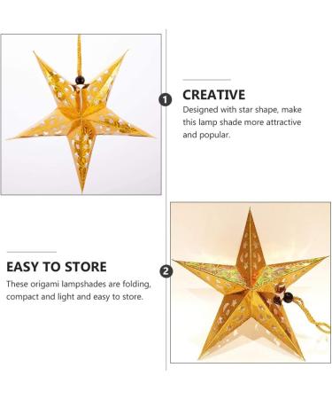 1 Set Pentagram Pendant Christmas Paper Star Lanterns Hanging Pendant Hollow Out Star Lantern Christmas Ornament Led Lantern Hanging Light Christmas Tree 3D Accessories Golden - Buy Online on GoSupps.com