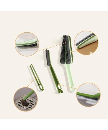 4 in 1 Multi-Functional Hard Bristle Crevice Cleaning Brush Tile Edge Seam Gap Small Cleaning Scrub Brush Long Handle Clean Without Blind Spots for Household Bathroom Kitchen (Green) - Buy Online on GoSupps.com