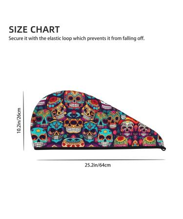 Sugar Skulls Coral Velvet Dry Hair Cap - Ideal for Home Travel Pool Parties & Baths | Shop Now - Buy Online on GoSupps.com