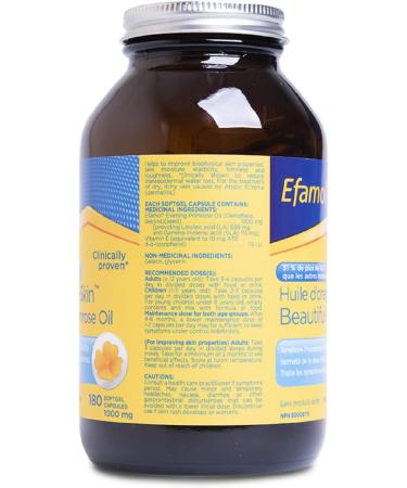 Efamol - Beautiful-Skin Evening Primrose Oil clinically proven to improve skin moisture elasticity and firmness wrinkles and dull skin naturally rich in GLA -1000 mg 180 Softgel Capsules - Buy Online on GoSupps.com