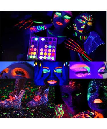 DE'LANCI Neon Eyeshadow Palette - Glow in the Dark, Blacklight UV Makeup, Matte & Glitter Shadows for Halloween - Buy Online on GoSupps.com