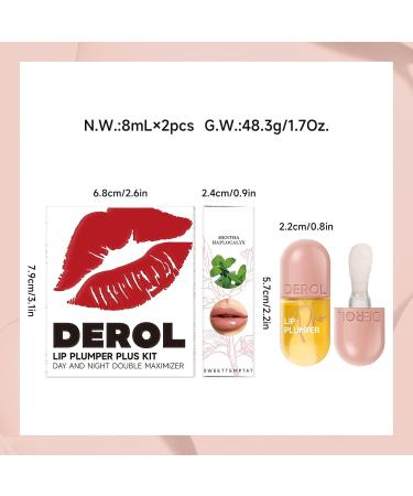 2 PCs Lip Plumper Set - Natural Makeup Lip Gloss & Serum for Fuller Hydrated Lips | Derol Lip Plumper - Buy Online on GoSupps.com