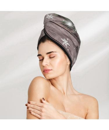 Christmas Fir Tree & Snowflake Hair Towel Wrap - Super Absorbent Coral Velvet for Long Curly Thick Hair | Quick Dry Microfiber Cap - Buy Online on GoSupps.com