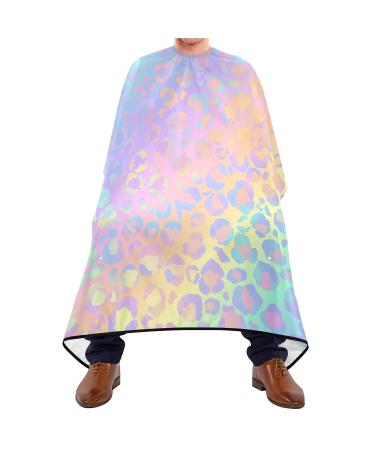 Waterproof Barber Cape - Rainbow Leopard Print Cheetah Haircut Bib for Men Unisex Hair Cutting Cape(8rp1a)