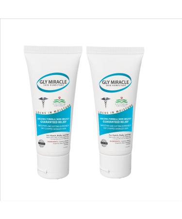 GLY MIRACLE Moisturizing Body Cream for Extremely Dry Skin Non-Greasy Skin Humectant for Hands Body & Feet Body Lotion for Extremely Dry Skin Non-Oily 2 Ounce 2 PACK BUNDLE Fresh Scent