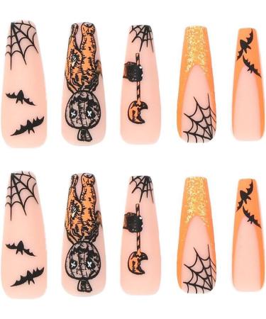 FEIlei Halloween Press on Nails Coffin False Nails with Designs for Nail Salon Home - Buy Online on GoSupps.com