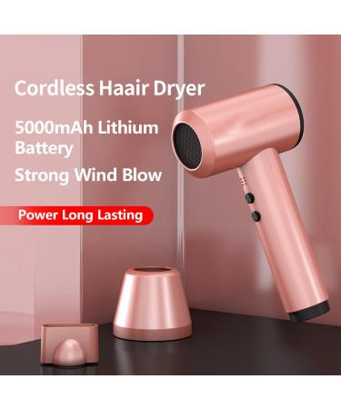 Portable Cordless Hair Dryers Travel Blow Dryer Hot/Cold Air w/5000mAh Built-in Battery Powered & Harging Stand Small Hair Dryer for Kids/Women Gray Grey - Buy Online on GoSupps.com