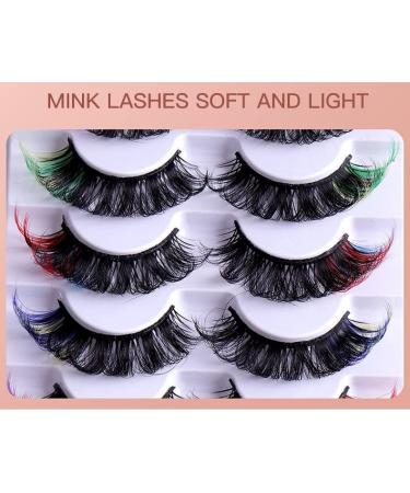 BSLVWG Coloured False Eyelashes Russian Strip LashesFalse Lashes Faux Mink Lashes Colored Lashes Fluffy Wispy Russian Strip Lashes with Color(7 MIX Colors) (01) - Buy Online on GoSupps.com