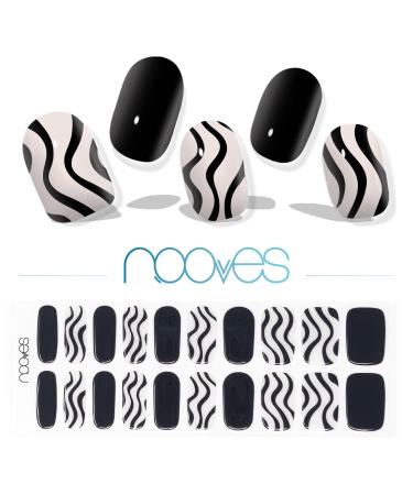 NOOVES NOOVES Nail Gel Sheets | Bold Zebra - Art Design 20 Pieces Premium Semi-Cured Gel Nails Gel Nail Stickers 1 Nail File and 1 Orange Stick Vegan