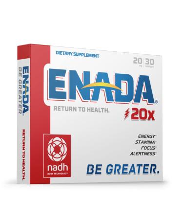 ENADA 20 x NADH Supplement | Boost Energy Mental Focus Stamina | Support Fatigue Cell Regenerator | 20mg NADH 30 Lozenges (1 per serving) | Natural Energy Supplements for Women and Men 30 Count (Pack of 1)