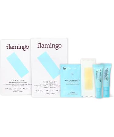 Flamingo Face Wax Set 40 Wax Strips 2 Calming Serums & Caregivers for Women | Complete Depilatory Solution - Buy Online on GoSupps.com