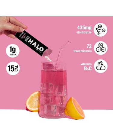 HALO Hydration Pink Lemonade - Electrolyte Drink Powder Sachets - Dietary Supplement Rich in Vitamin C & Zinc Complete Hydration - Keto Vegan & Low Calorie - 24 x Sachets Pink Lemonade 24 Count (Pack of 1) - Buy Online on GoSupps.com