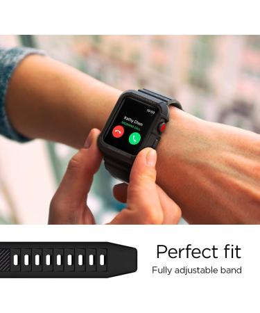Spigen Rugged Armor Pro Designed for Apple Watch Band with Case for 38mm Series 3/2/1/Original (2015) - Black - Buy Online on GoSupps.com