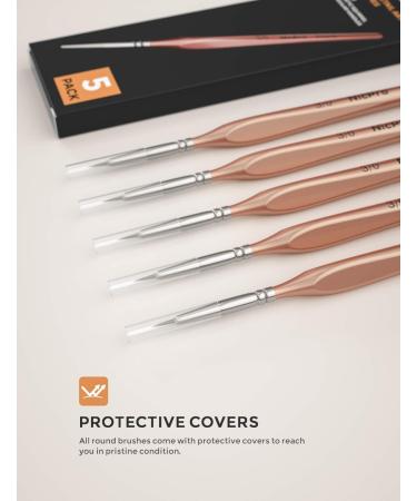 Nicpro Detail Paint Brushes 5 PCS Extra Fine Tip 000 - Professional Miniature Painting Set for Watercolor, Oil, Acrylic - Rose Gold - Buy Online on GoSupps.com