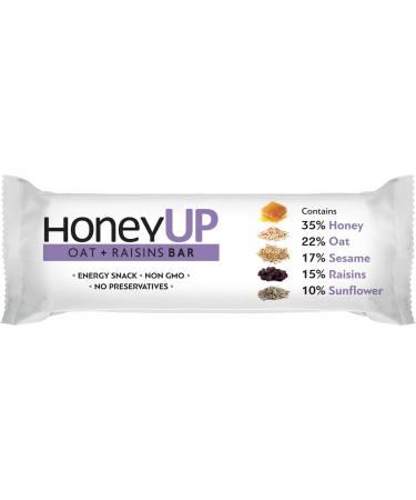 HoneyUp Oats & Raisins Bars - 12 Bars x 40g (480g) Display Box - Buy Online on GoSupps.com