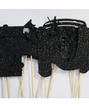 Sodasos 20 Pieces Black Glitter Cat Cupcake Toppers diverse patterns in Cat silhouette shape Theme Birthday Party Cake Decoration Baby Shower Kid 's Birthday Cake Decors (838) - Buy Online on GoSupps.com