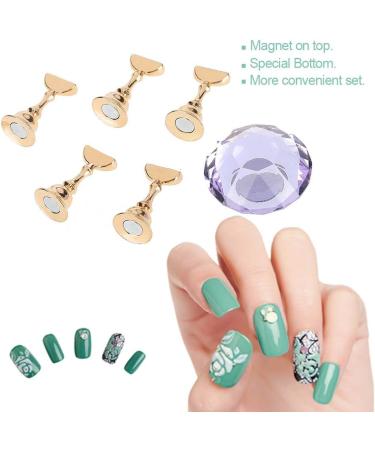 4 Colors Magnetic Nail Tips Stand Magnetic Nail Tips Practice Stand Crystal Alloy Holder Nail Art Display Stand(Purple) - Buy Online on GoSupps.com